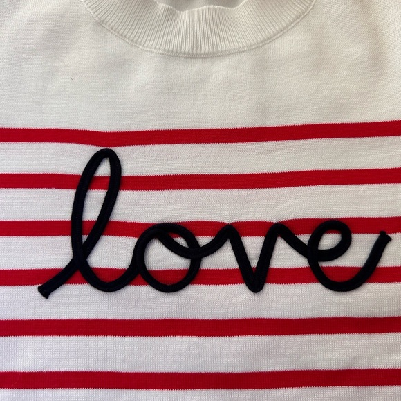 Red & White Striped ‘love’ Sweater - Picture 2 of 9